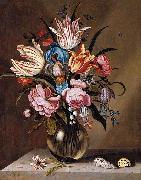 Flowers in a Glass Vase Abraham Bosschaert